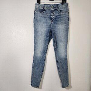 Good American Distressed GWEDV75T Lightwash Jeans Women's sz 14/32 (see meas)